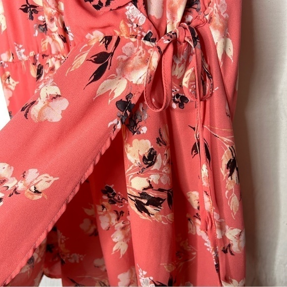 Torrid Coral Georgette Ruffle Front Floral Animal Print Adjustable Cami - Picture 6 of 11